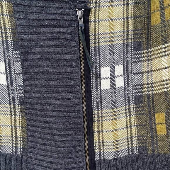 Left On Houston Womens Large Plaid Long Sleeve Zip Up Knit Cardigan Sweater - Picture 2 of 5